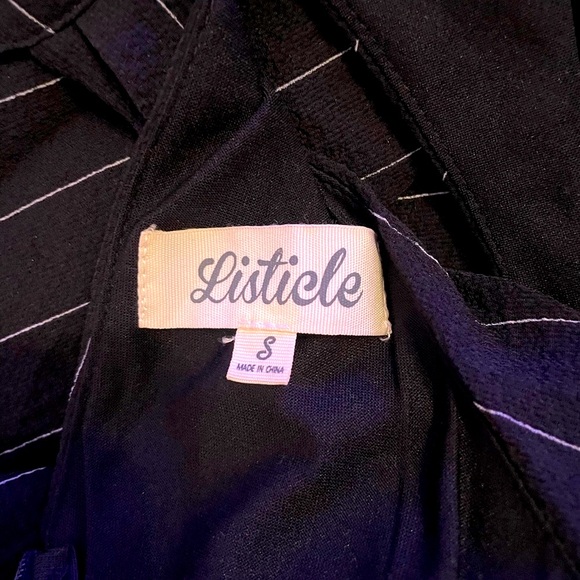 Black Pinstripe Sleeveless Jumpsuit - Picture 8 of 8